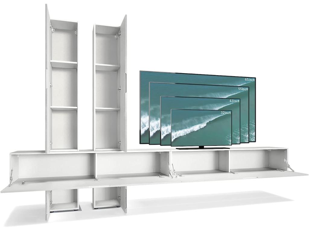 Combinaison Murale Corps en Blanc Mat/Façades en Blanc Haute Brillance et Noir Mat HxLxP 204x330x39 12046LIGK