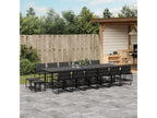 Ensemble à manger de jardin avec coussins 17 pièces noir textile