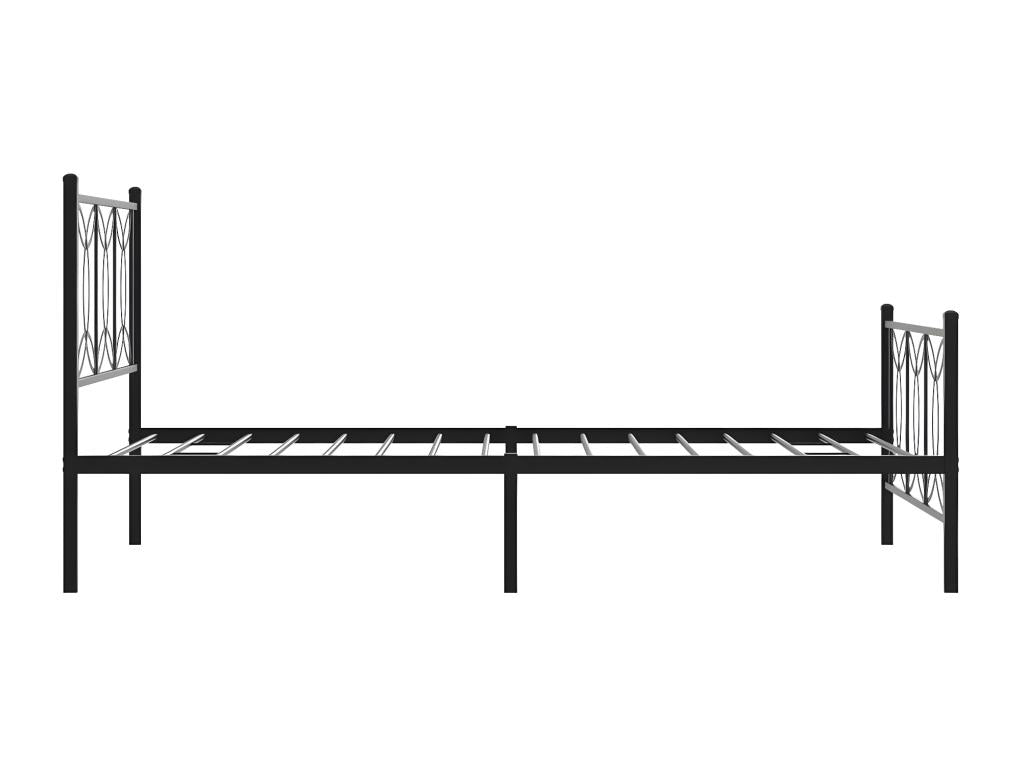 Cadre de lit métal avec tête de lit/pied de lit noir 107x203 cm