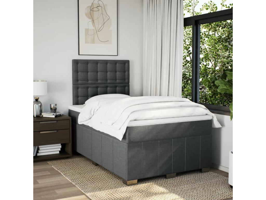 Sommier à Homelumiere de lit avec matelas gris foncé 120x190cm tissu