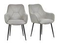 Lot de 2 chaises avec accoudoirs tissu gris clair pieds métal - Homelumiere