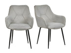 Lot de 2 chaises avec accoudoirs tissu gris clair pieds métal - Homelumiere