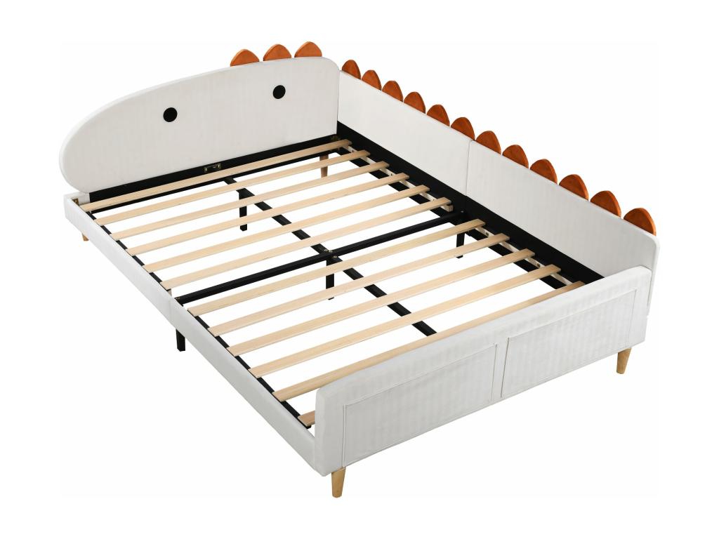 Lit banquette pour enfant 140x200cm - tissu en velours - Beige