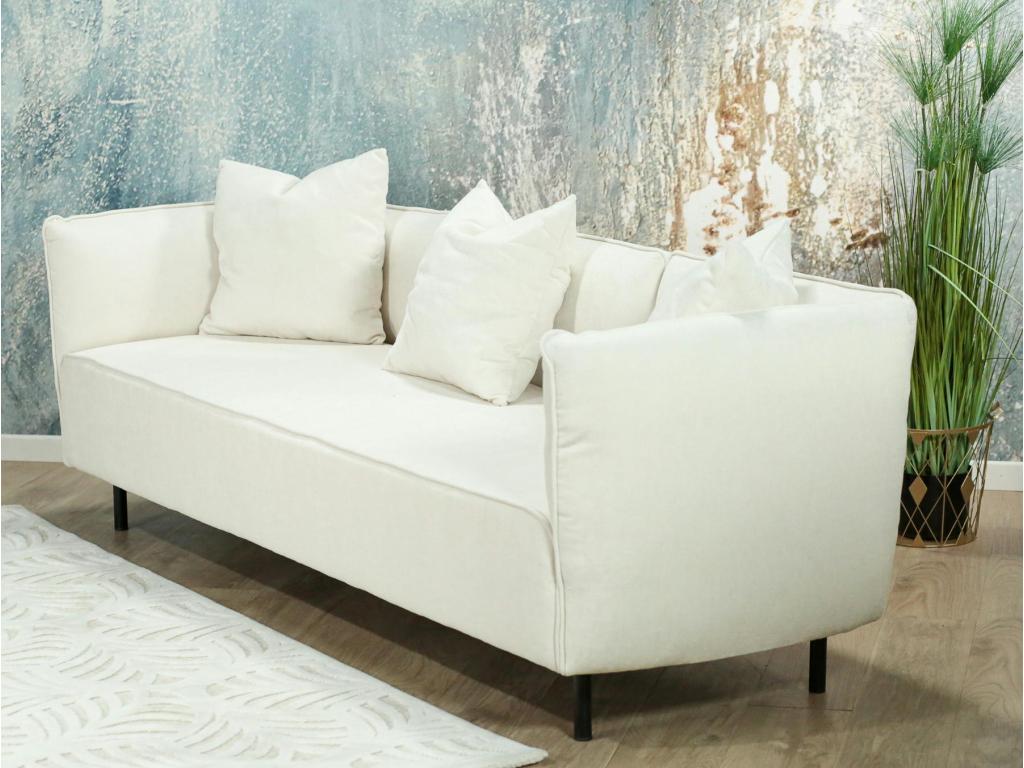 Canapé 3 places moderne tissu blanc crème Homelumiere