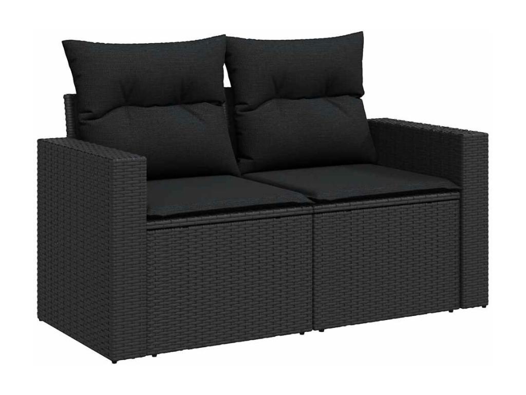 Salon de jardin 5 pcs avec coussins noir résine tressée 28819LRZJ