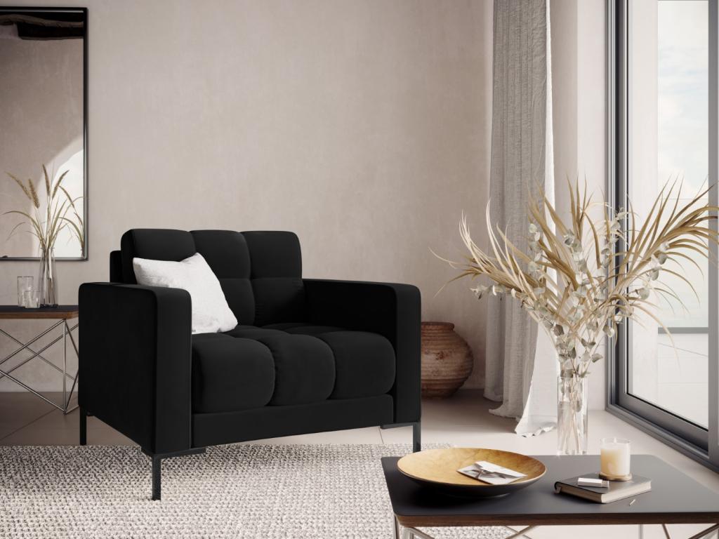 Homelumiere - Fauteuil Homelumiere en velours noir - 87x92x75cm