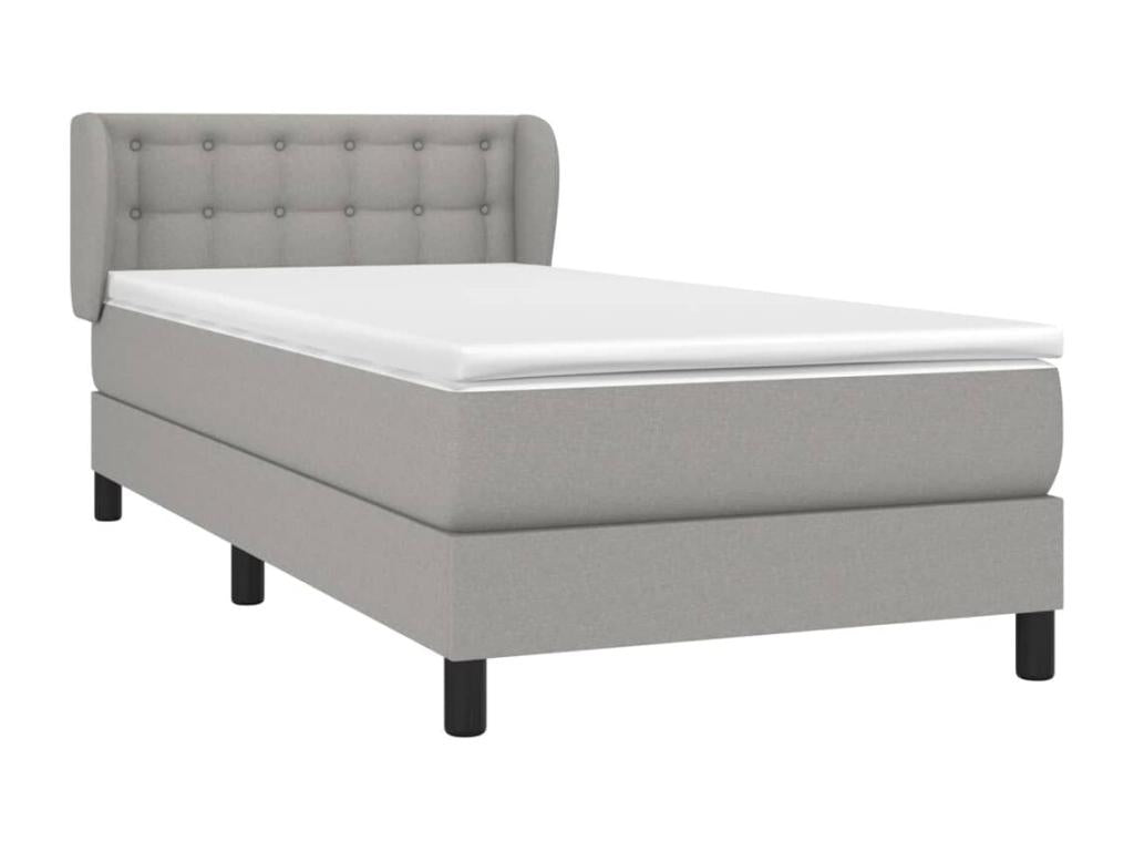 Lit à sommier tapissier et matelas Gris clair 90x190 cm Tissu