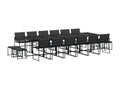 Ensemble à manger de jardin avec coussins 17 pièces noir textile