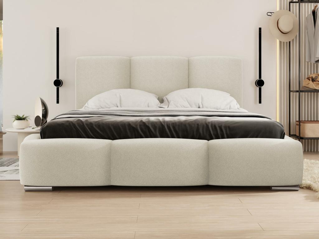 Lit Homelumiere 383 Double Brun clair 180x200 Tapisserie Sommier à Homelumiere 200x222x112cm