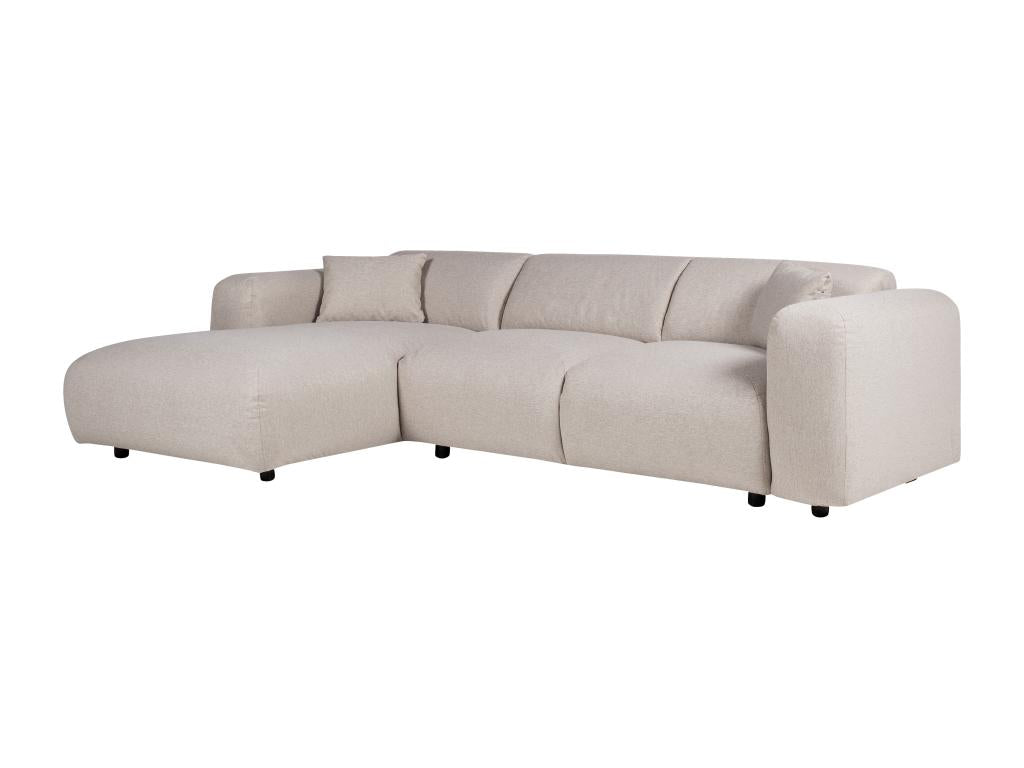 Grand canapé d'angle gauche en tissu chiné beige Homelumiere