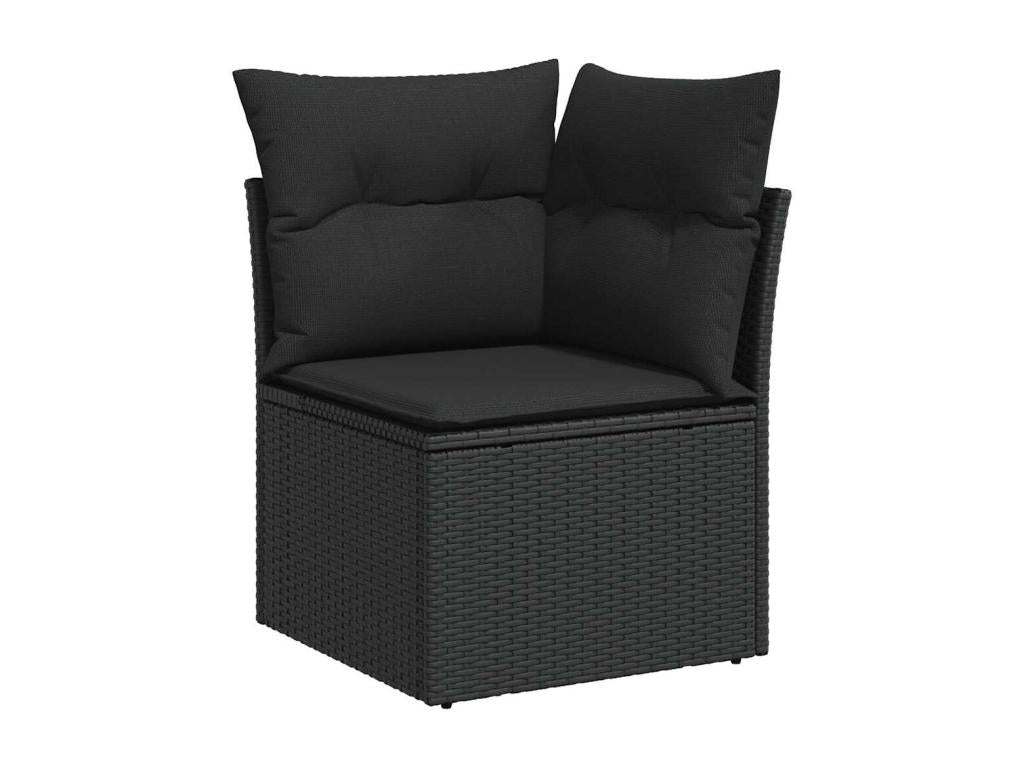 Salon de jardin 7 pcs avec coussins noir résine tressée 87372ISKK