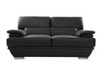 Canapé cuir noir et acier chromé avec têtières ajustables 2 places Homelumiere
