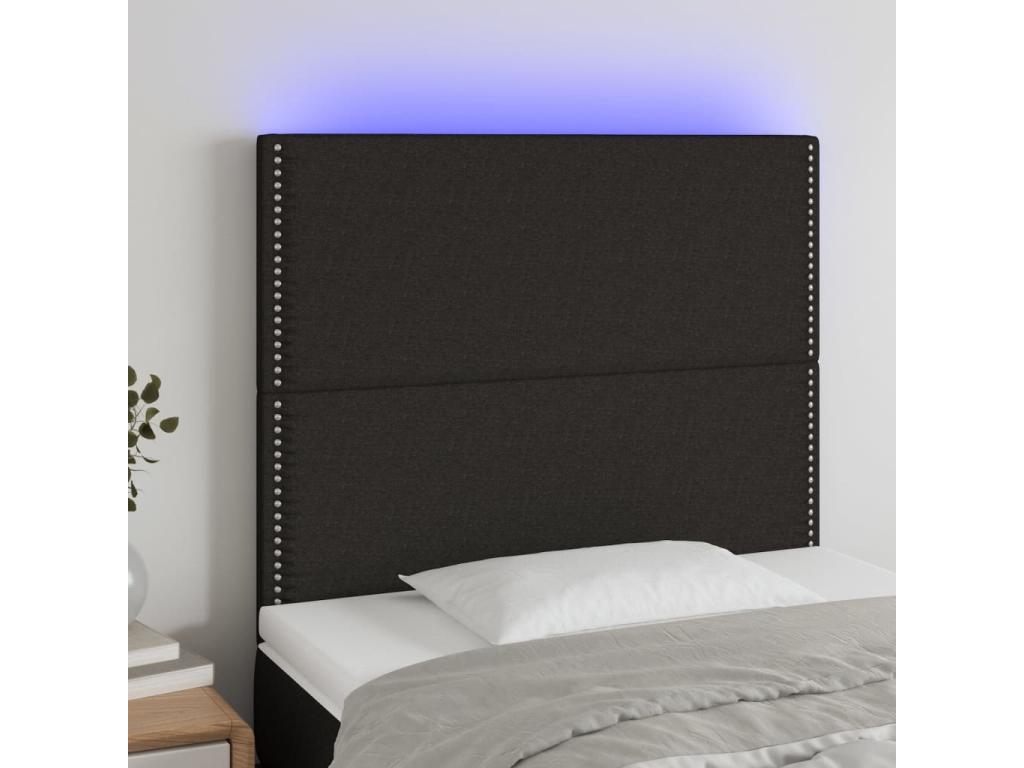 Tête de lit à LED Noir 100x5x118/128 cm Tissu