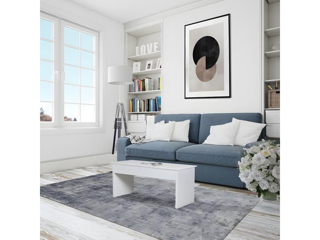 Table basse plateau relevable Homelumiere 100x40cm / Blanc