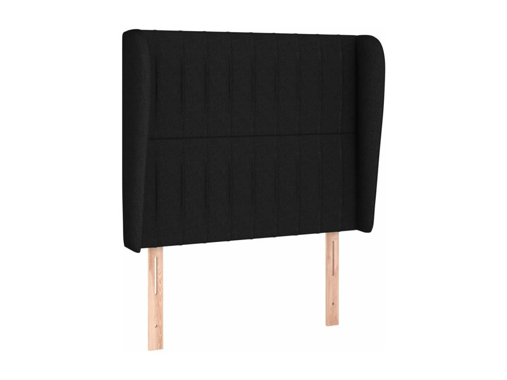 Tête de lit avec oreilles Noir 93x23x118/128 cm Tissu