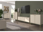 Vitrine haute 2 portes - 52 cm - Beige avec pieds dorés - Homelumiere