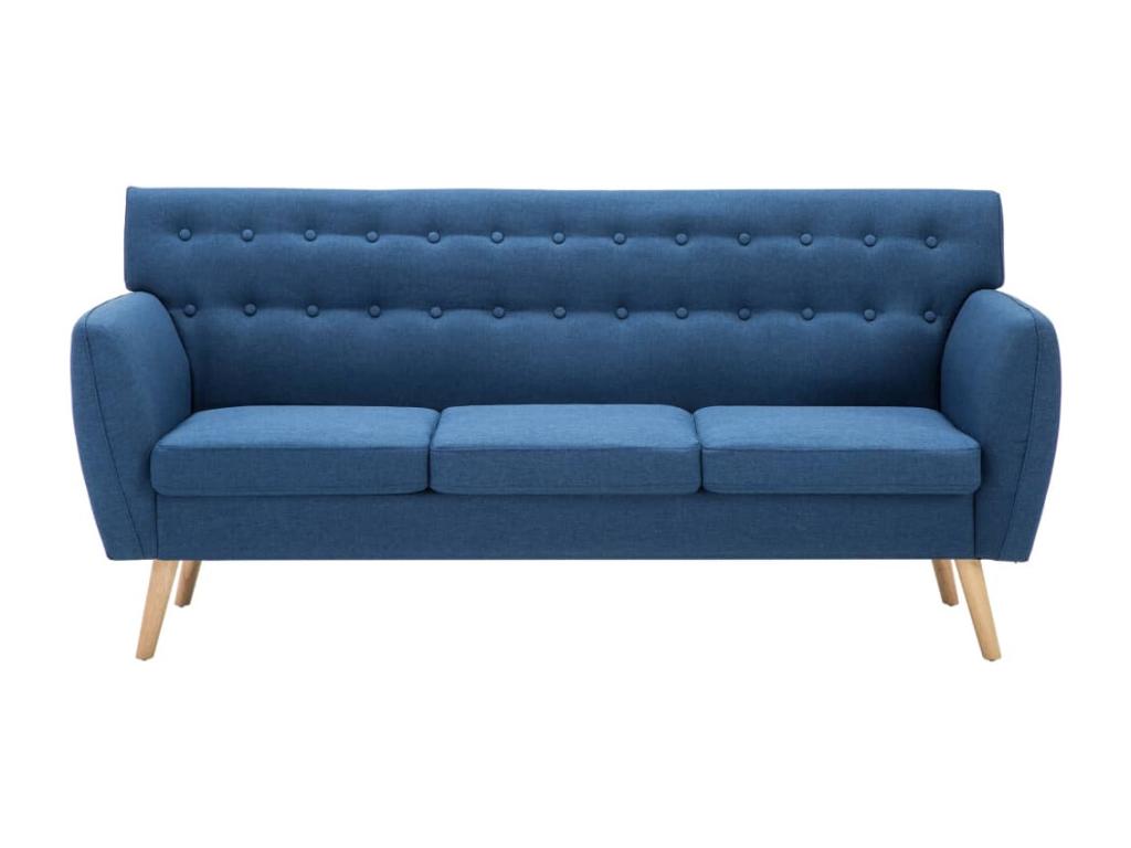Canapé à 3 places revêtement en tissu 172x70x82 cm bleu