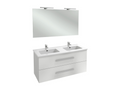 Pack meuble lavabo double vasque Homelumiere Up colonne miroir spot