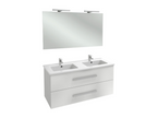 Pack meuble lavabo double vasque Homelumiere Up colonne miroir spot