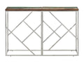 Table console argenté acier inoxydable-bois massif récupération