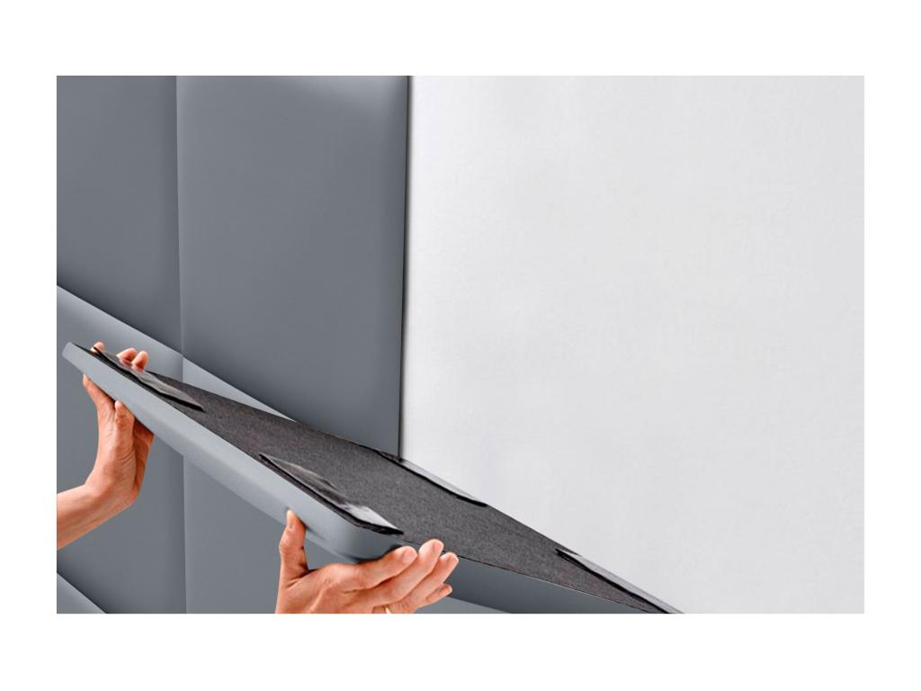 Homelumiere Tête de lit capitonnée en similicuir de qualité Homelumiere inférieure composée de panneaux autocollants interchangeables gris 95 cm