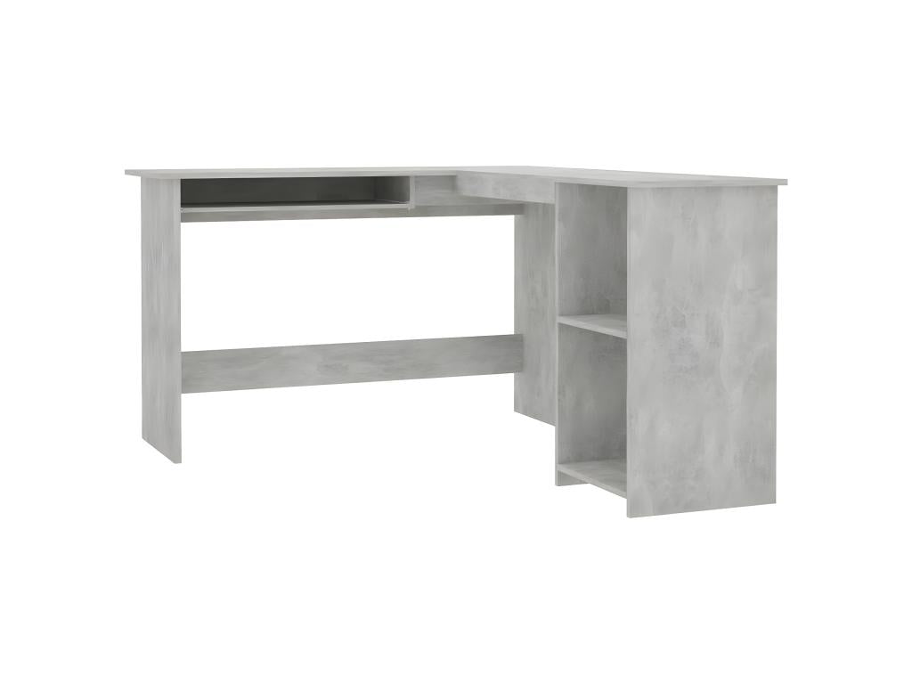 Bureau d'angle en forme de L Gris Béton Bois d'ingénierie