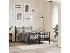 Cadre de lit métal sans matelas avec pied de lit noir 120x190cm