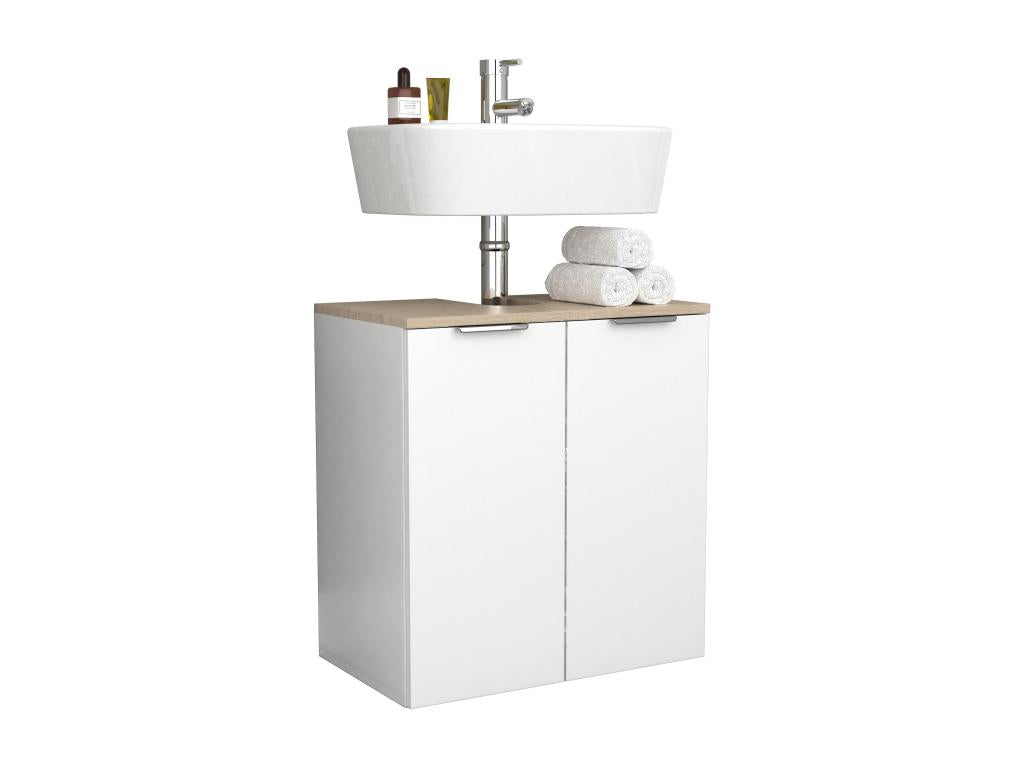 Armoire basse de salle de bain en bois Delimoa portes battantes 23836DPNP