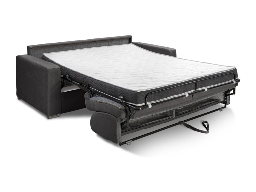 Canapé 4 places convertible express en simili noir - Couchage 160 cm - Matelas 14 cm Homelumiere