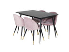 Homelumiere ensemble table table extensible longueur cm120/160 noir et 4 chaises Velvet Velours rose noir décor laiton.