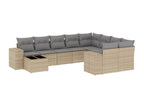 Salon de jardin avec coussins 10 pièces beige résine tressée