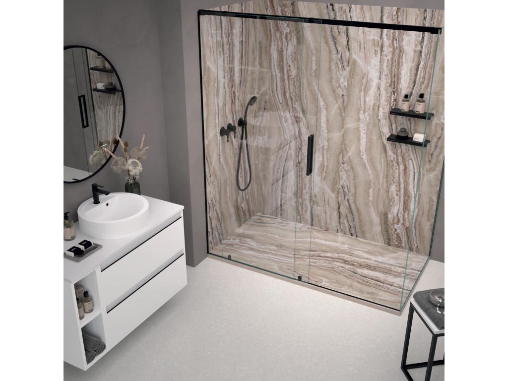 Receveur de douche Travertin brun finition Lisse Homelumiere 3D grille de couleur - 170x70 cm