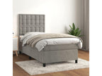 Lit à sommier tapissier et matelas Gris clair 90x190 Velours