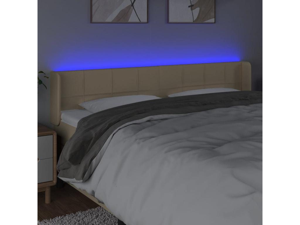 Tête de lit à LED Crème 203x16x78/88 cm Tissu
