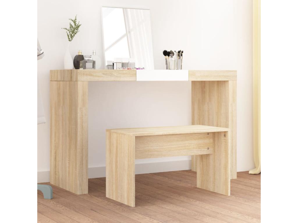 Tabouret de toilette Chêne Homelumiere 70x35x45 Bois d'ingénierie