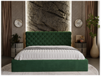 Lit rembourré avec rangement - 160x200 - lit double - velours - vert - Homelumiere