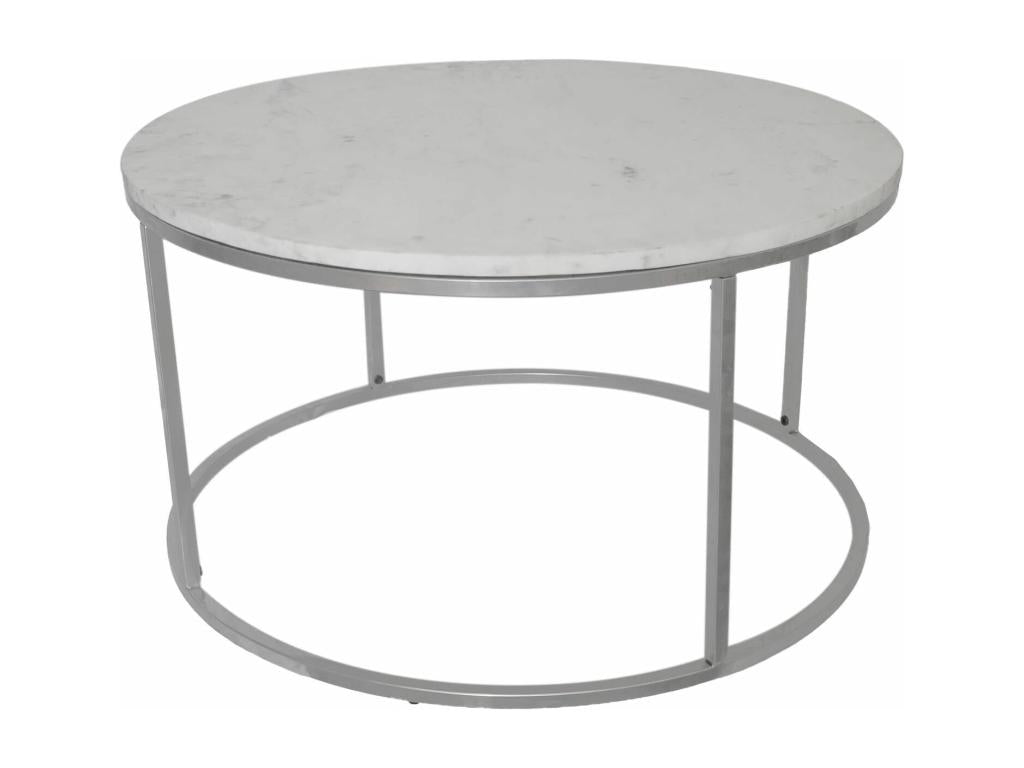Table basse Design Homelumière 70 cm Argent / Blanc