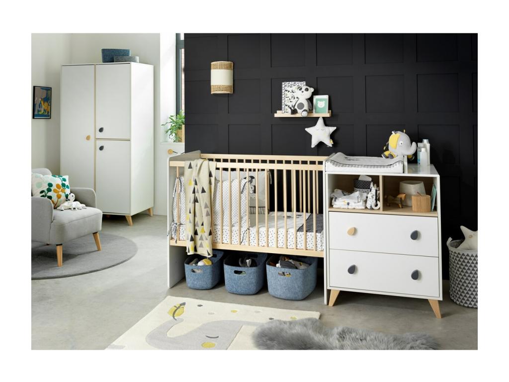 Lit combiné 120x60 évolutif 190x90 boutons goutte 55579DCCP