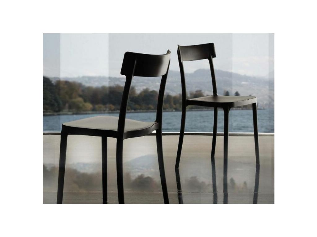 Chaise italienne empilable polypropylène Delimoa - Lot de 4-Couleur Blanc 18806NSKA