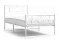Cadre de lit métal sans matelas avec pied de lit blanc 80x200cm