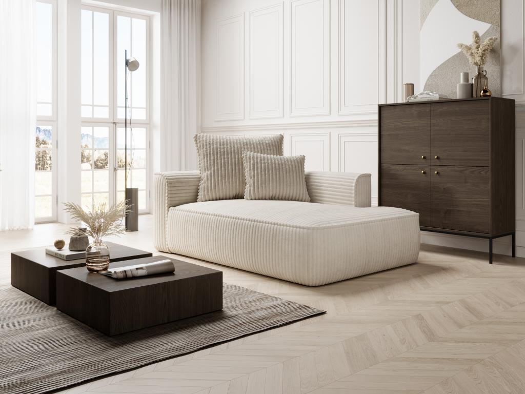 Méridienne droite en velours tricotée grosses côtes beige Delimoa 08710CZGN