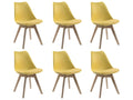 Lot de 6 chaises Delimoa - Polypropylène et Hêtre - Jaune 18714AJAK