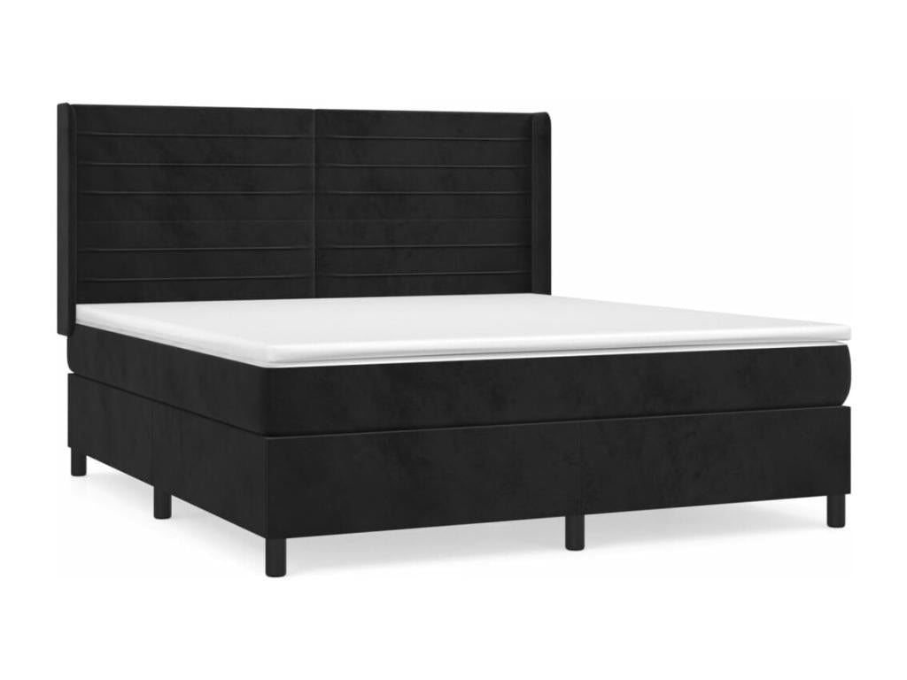 Sommier à Homelumière de lit avec matelas Noir 180x200 Velours