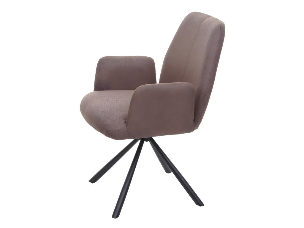 Chaise de salle à manger Homelumiere-H71 tissu/textile acier - brun