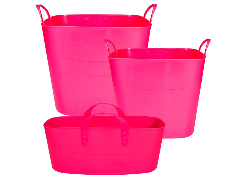 3x paniers à linge 10l 25l 40l rose