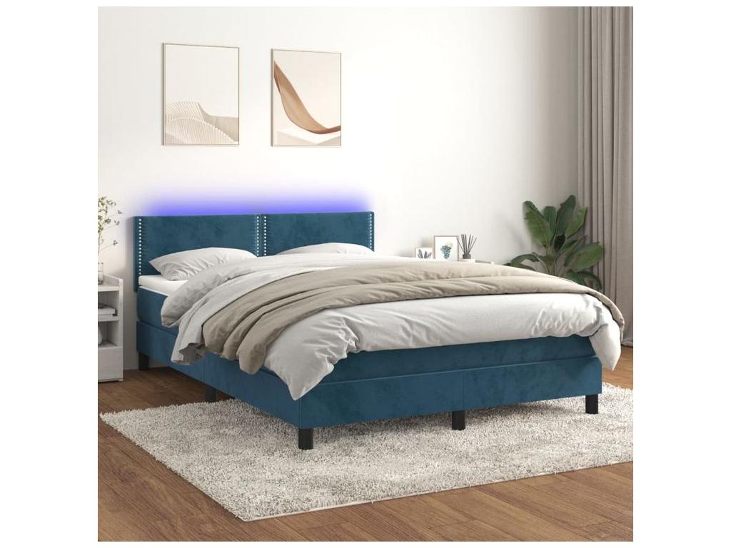 Sommier à Homelumiere de lit avec matelas LED Bleu foncé 140x200