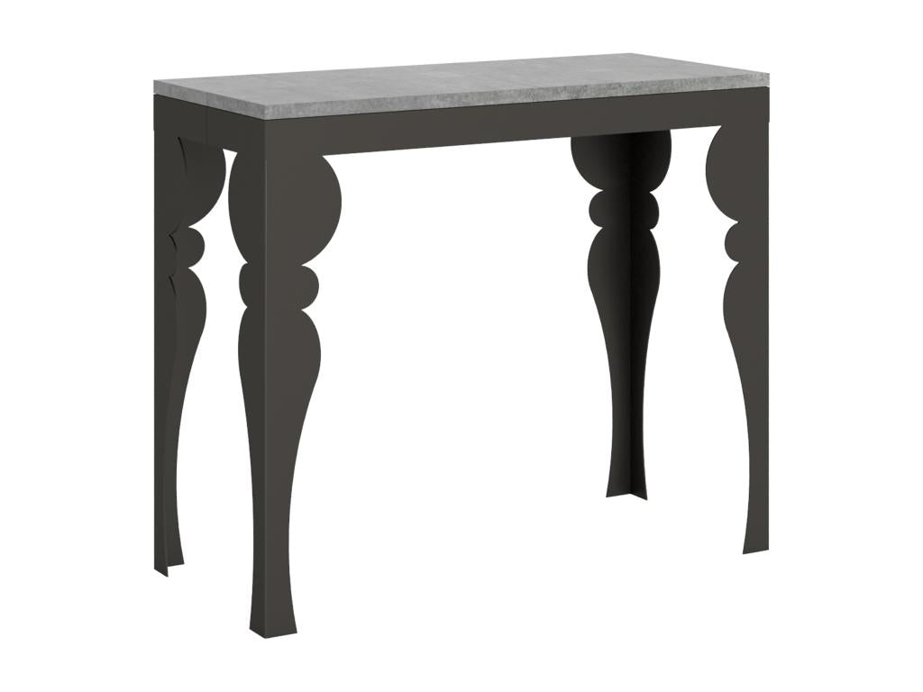 Console extensible 90x40/196 cm Homelumiere Gris Béton cadre Anthracite