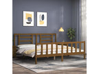 Cadre de lit avec tête de lit marron miel 200x200cm bois massif