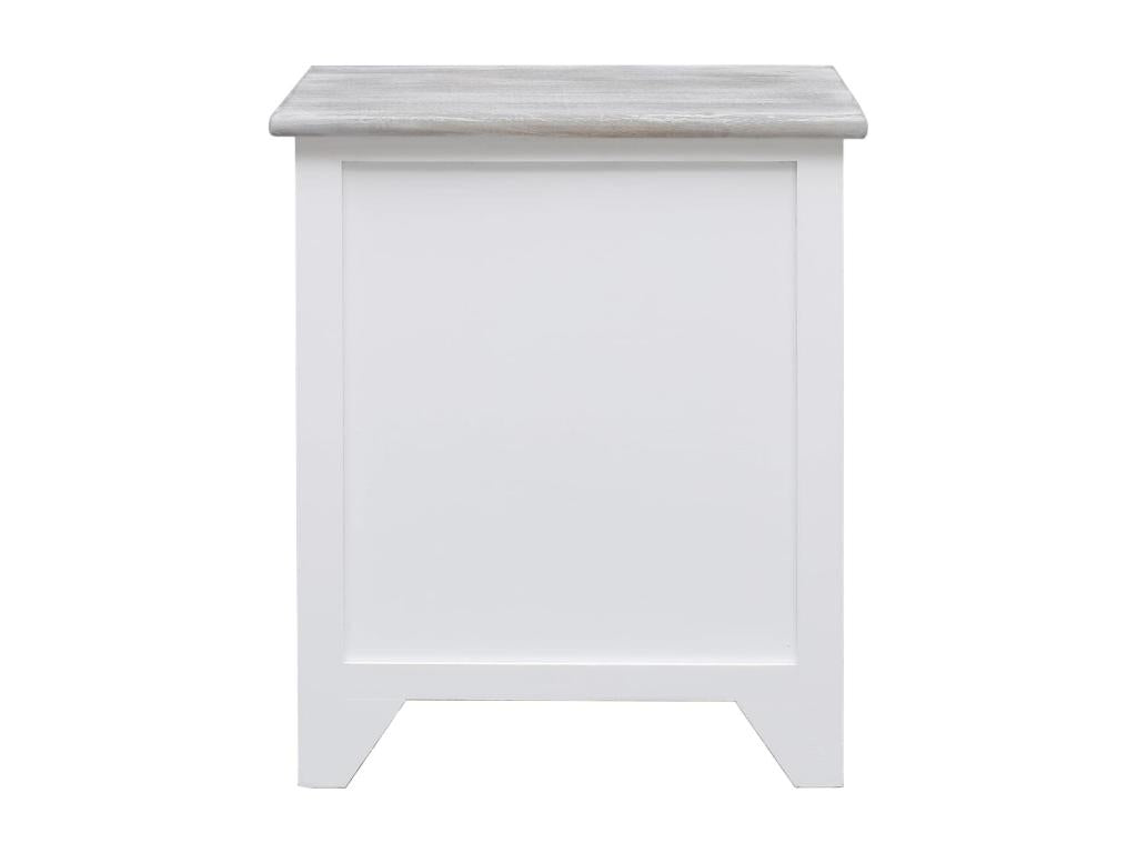 Table de chevet Blanc 38x28x45 cm Bois de Paulownia