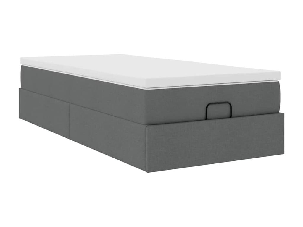 Cadre de lit Homelumiere avec matelas gris foncé 100x200 cm tissu